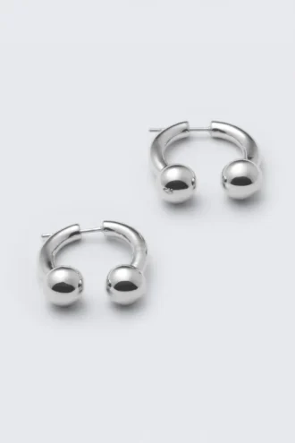 Sculptural Open-Ended Hoop Earrings – Silver
