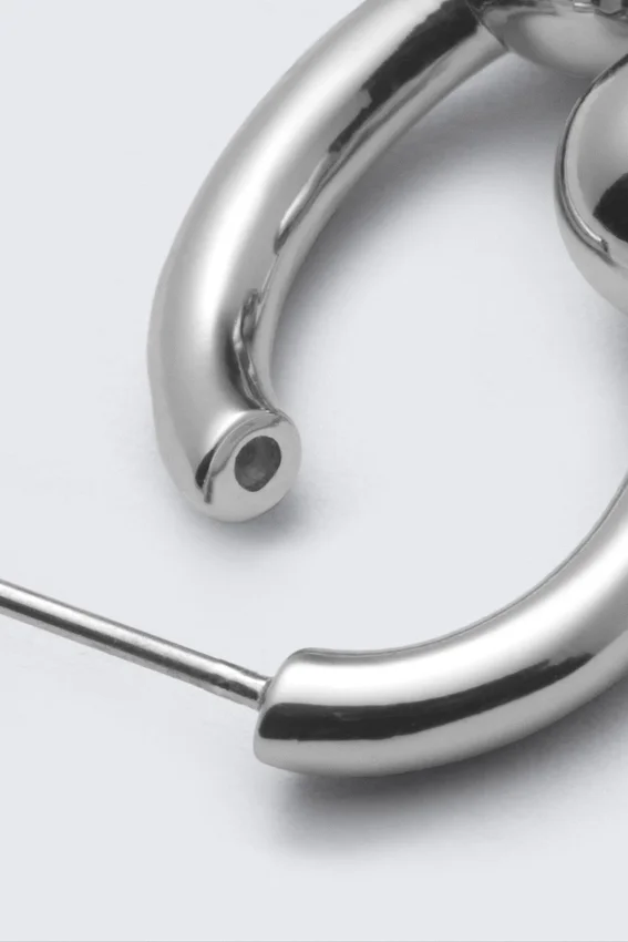 Sculptural Open-Ended Hoop Earrings – Silver Sculptural Open-Ended Hoop Earrings – Silver