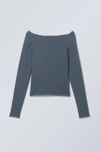 Seamless off Shoulder Long Sleeve – Dark Green