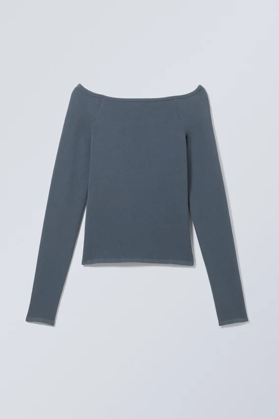 Seamless off Shoulder Long Sleeve – Dark Green Seamless off Shoulder Long Sleeve – Dark Green