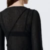 Sheer Asymmetric Boat-Neck Top – Black Sheer Asymmetric Boat-Neck Top – Black