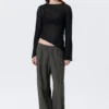 Sheer Asymmetric Boat-Neck Top – Black Sheer Asymmetric Boat-Neck Top – Black
