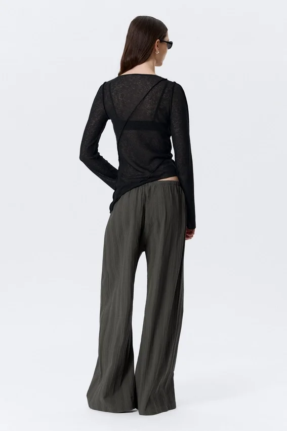 Sheer Asymmetric Boat-Neck Top – Black Sheer Asymmetric Boat-Neck Top – Black