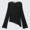 Sheer Asymmetric Boat-Neck Top – Black Sheer Asymmetric Boat-Neck Top – Black
