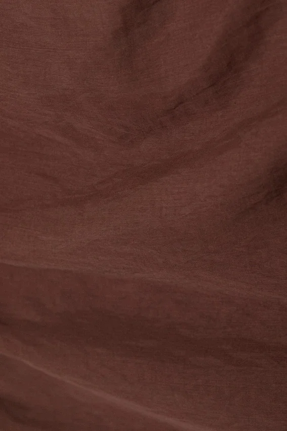 Sheer Asymmetric Drawstring Top – Brown Sheer Asymmetric Drawstring Top – Brown