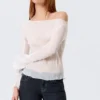 Sheer Boat-Neck Flared Sleeve Blouse – White Sheer Boat-Neck Flared Sleeve Blouse – White