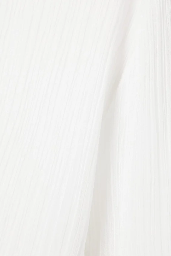 Sheer Boat-Neck Flared Sleeve Blouse – White Sheer Boat-Neck Flared Sleeve Blouse – White