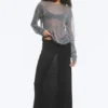 Sheer Cotton Knit Maxi Skirt – Black Sheer Cotton Knit Maxi Skirt – Black