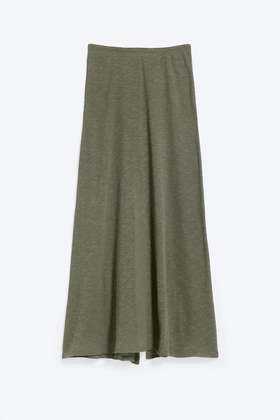 Sheer Cotton Knit Maxi Skirt – Dusty Khaki Green Sheer Cotton Knit Maxi Skirt – Dusty Khaki Green