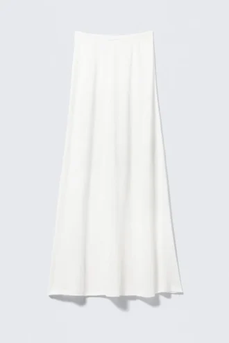 Sheer Cotton Knit Maxi Skirt – White