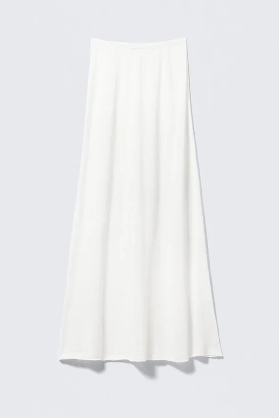Sheer Cotton Knit Maxi Skirt – White Sheer Cotton Knit Maxi Skirt – White