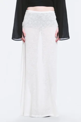 Sheer Cotton Knit Maxi Skirt – White