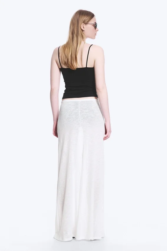 Sheer Cotton Knit Maxi Skirt – White Sheer Cotton Knit Maxi Skirt – White
