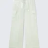 Sheer Drawstring Wide Leg Trousers – Light Mint Sheer Drawstring Wide Leg Trousers – Light Mint