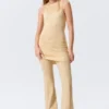 Sheer Knitted Sequined Mini Dress – Golden Beige Sheer Knitted Sequined Mini Dress – Golden Beige