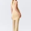Sheer Knitted Sequined Mini Dress – Golden Beige Sheer Knitted Sequined Mini Dress – Golden Beige