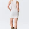 Sheer Knitted Sequined Mini Dress – Silver Sheer Knitted Sequined Mini Dress – Silver