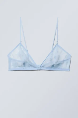 Sheer Lace Triangle Bra – Light Blue
