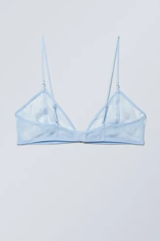 Sheer Lace Triangle Bra – Light Blue