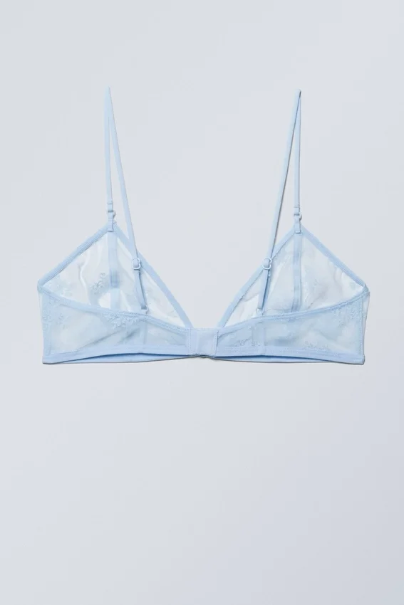 Sheer Lace Triangle Bra – Light Blue Sheer Lace Triangle Bra – Light Blue