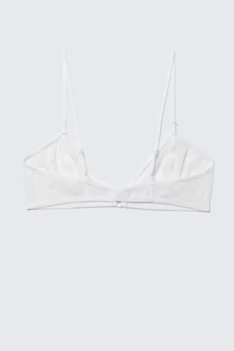 Sheer Lace Triangle Bra – White