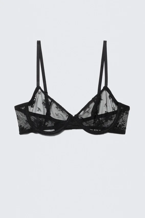 Sheer Lace Underwire Bra – Black Sheer Lace Underwire Bra – Black