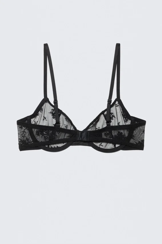 Sheer Lace Underwire Bra – Black Sheer Lace Underwire Bra – Black