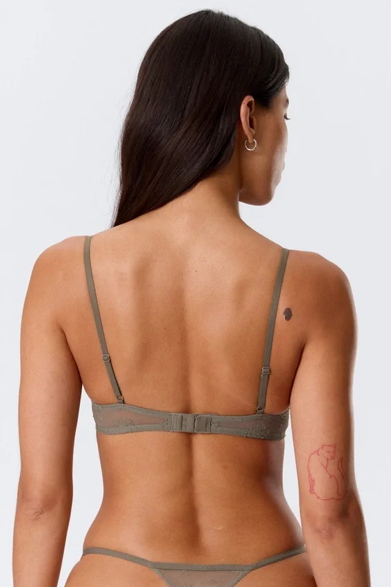 Sheer Lace Underwire Bra – Dusty Grey Sheer Lace Underwire Bra – Dusty Grey