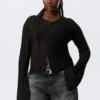 Sheer Linen-Blend Cardigan – Black Sheer Linen-Blend Cardigan – Black