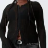 Sheer Linen-Blend Cardigan – Black Sheer Linen-Blend Cardigan – Black