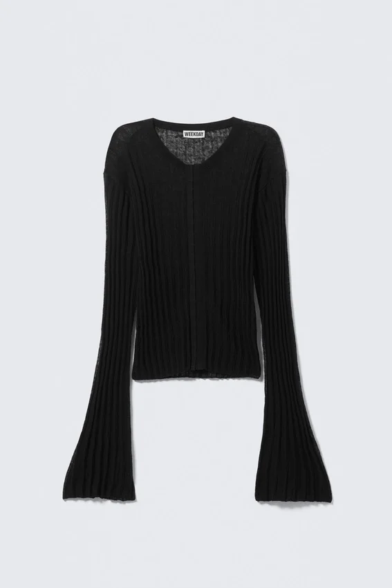 Sheer Linen-Blend Cardigan – Black Sheer Linen-Blend Cardigan – Black