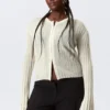 Sheer Linen-Blend Cardigan – Ecru