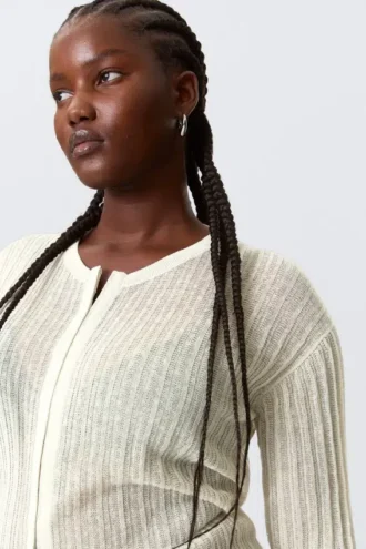 Sheer Linen-Blend Cardigan – Ecru