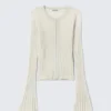 Sheer Linen-Blend Cardigan – Ecru
