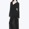 Sheer Long-Sleeved V-Neck Maxi Dress – Black Sheer Long-Sleeved V-Neck Maxi Dress – Black