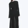 Sheer Long-Sleeved V-Neck Maxi Dress – Black Sheer Long-Sleeved V-Neck Maxi Dress – Black