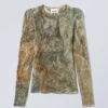 Sheer Printed Long Sleeve Top – Abstract Fairytale Sheer Printed Long Sleeve Top – Abstract Fairytale