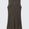 Sheer Sleeveless Boat-Neck Mini Dress – Black & Dark Mole Sheer Sleeveless Boat-Neck Mini Dress – Black & Dark Mole
