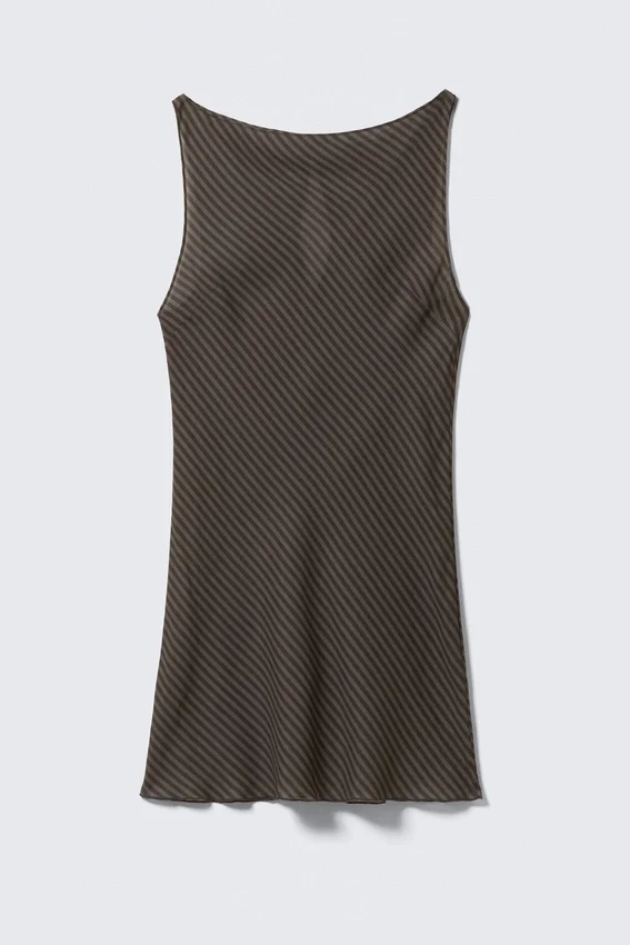 Sheer Sleeveless Boat-Neck Mini Dress – Black & Dark Mole Sheer Sleeveless Boat-Neck Mini Dress – Black & Dark Mole