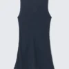 Sheer Sleeveless Boat-Neck Mini Dress – Dark Blue Sheer Sleeveless Boat-Neck Mini Dress – Dark Blue