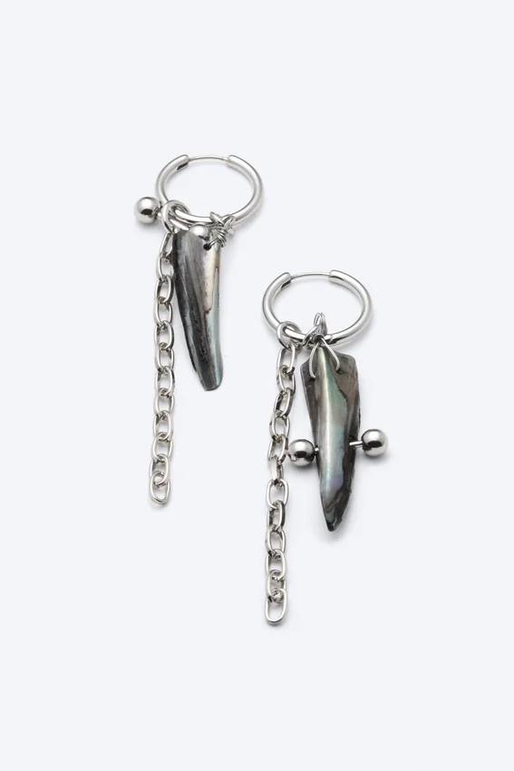 Shell Pendant Earrings – Black/Silver/Pearl Shell Pendant Earrings – Black/Silver/Pearl