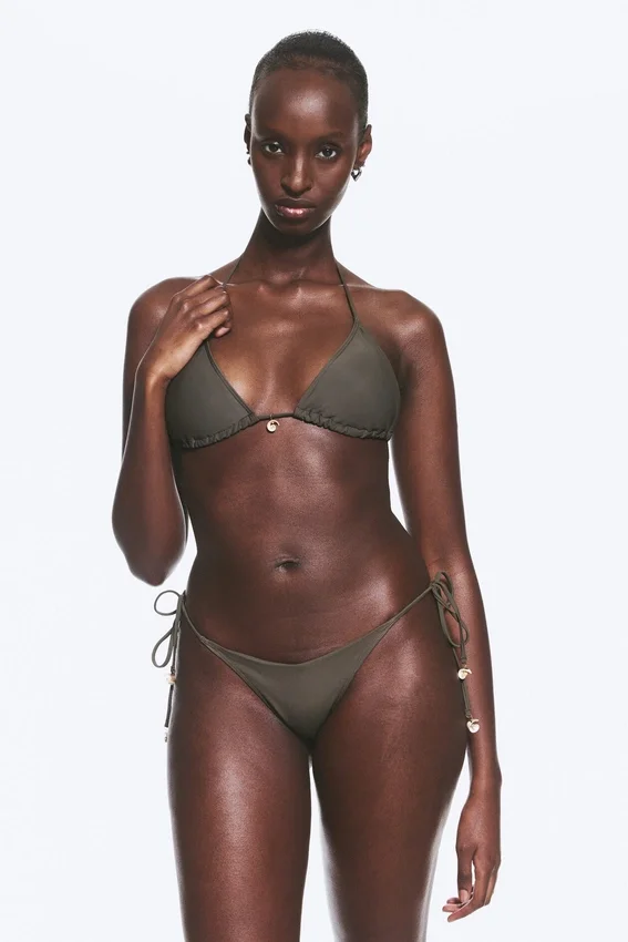 Shell Tie Bikini Tanga Bottom – Dark Mole Shell Tie Bikini Tanga Bottom – Dark Mole