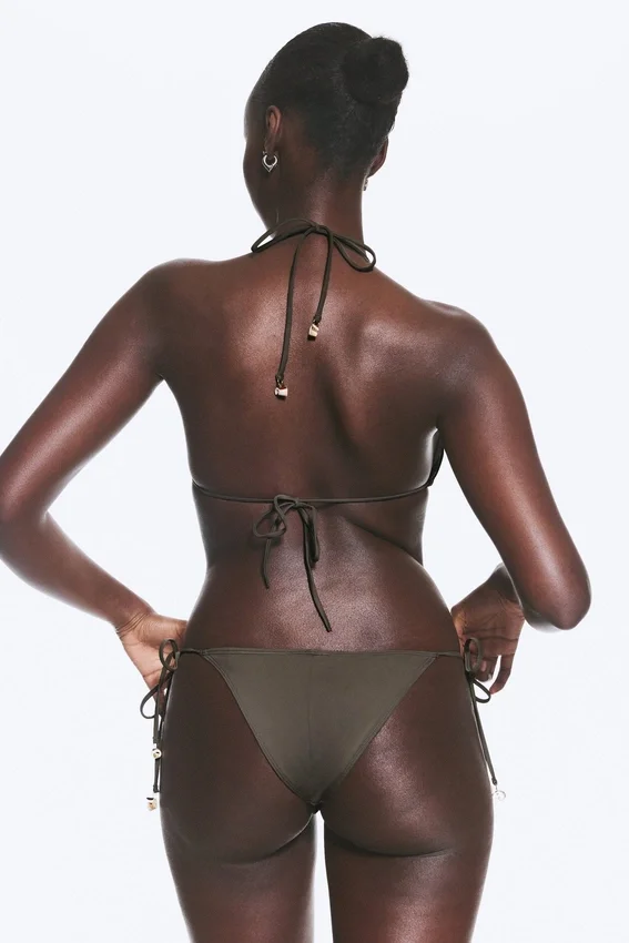 Shell Tie Bikini Tanga Bottom – Dark Mole Shell Tie Bikini Tanga Bottom – Dark Mole