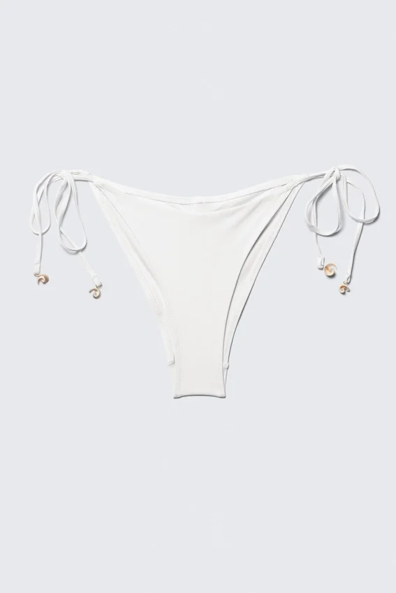 Shell Tie Bikini Tanga Bottom – White Shell Tie Bikini Tanga Bottom – White