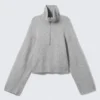 Short Half-Zip Knitted Sweater – Dusty Light Grey Melange Short Half-Zip Knitted Sweater – Dusty Light Grey Melange