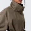 Short Oversized Funnel Neck Trench Coat – Dusty Grey Short Oversized Funnel Neck Trench Coat – Dusty Grey