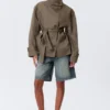 Short Oversized Funnel Neck Trench Coat – Dusty Grey Short Oversized Funnel Neck Trench Coat – Dusty Grey