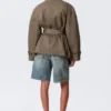Short Oversized Funnel Neck Trench Coat – Dusty Grey Short Oversized Funnel Neck Trench Coat – Dusty Grey