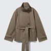 Short Oversized Funnel Neck Trench Coat – Dusty Grey Short Oversized Funnel Neck Trench Coat – Dusty Grey