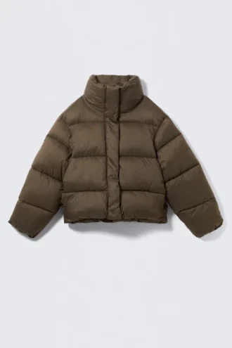Short Oversized Puffer Jacket – Dark Brown